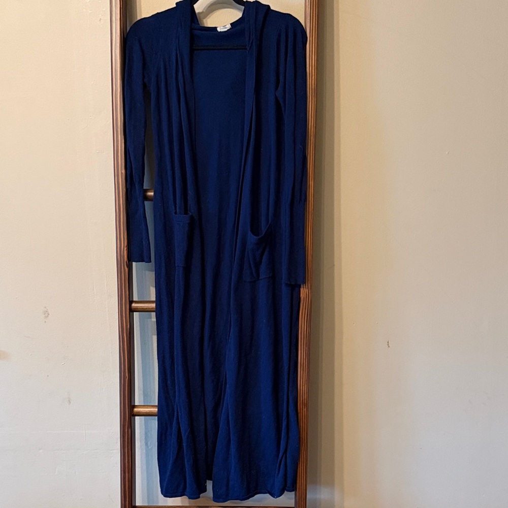 Ecote Navy Blue Long Knit Open Front Sweater